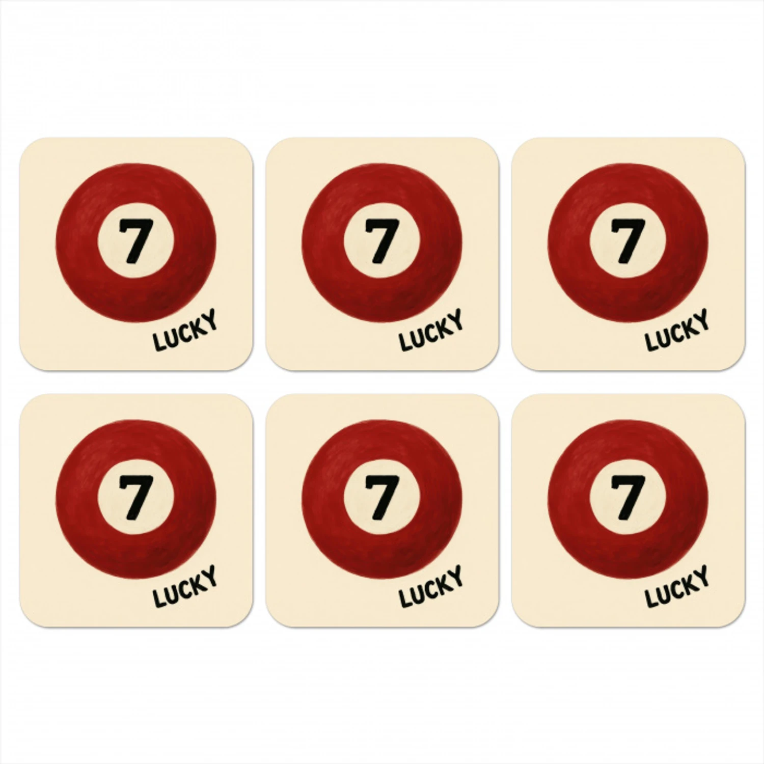 Cirkel - Zeven - Lucky - Rood onderzetter kurk middel -3d
