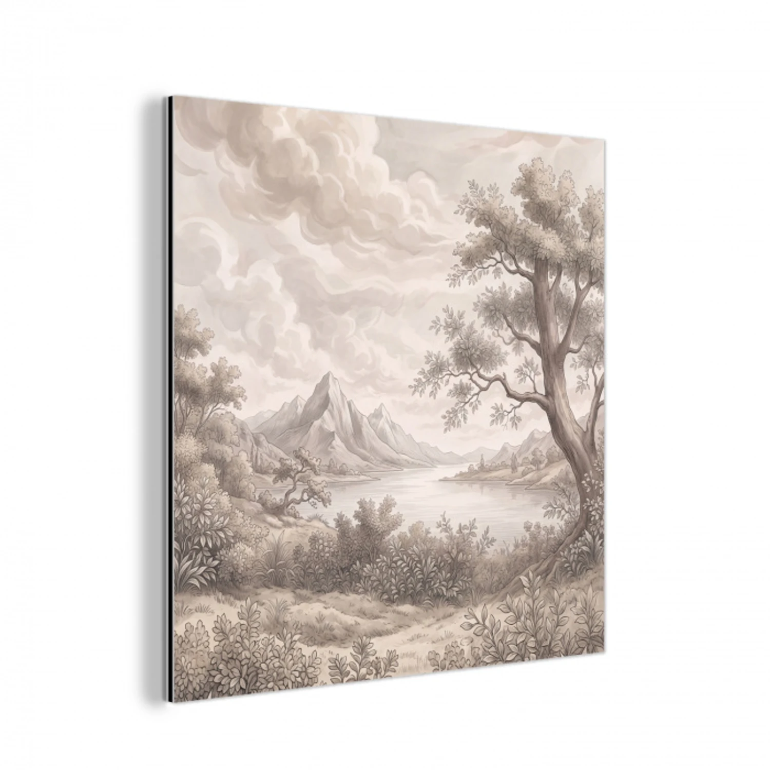 Landschap - Bergen - Meer - Natuur aluminium wit klein -3d