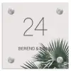 Lichtroze met palmblad - Klassiek Naambord Vierkant klein -3d