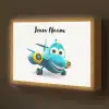 Vliegtuig - Blauw - Kinderen - Jongens Light Box met batterij (Wandlamp kind) middel -z3d_website