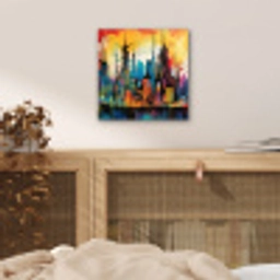 Neon Skyline - Graffiti - Kleurrijk - Gebouwen aluminium wit klein -sfeer3