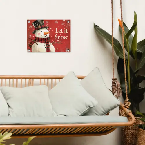 Sneeuwpret - Winter - Sneeuwpop tuinposter los doek klein -sfeer7