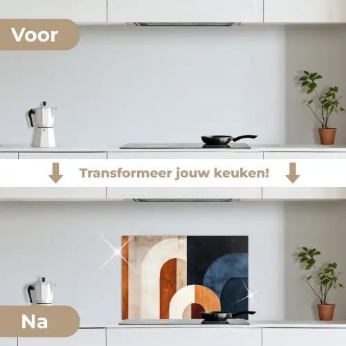 Abstract - Vormen - Donkerblauw keuken achterwand spatscherm klein -voor_na_NL