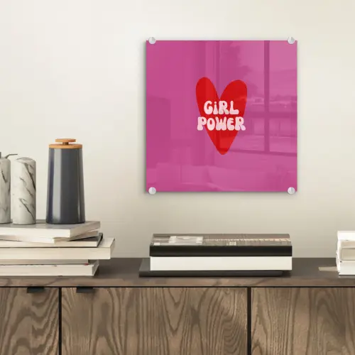 Girl power - Hart - Roze - Rood plexiglas 5mm klein -sfeer1