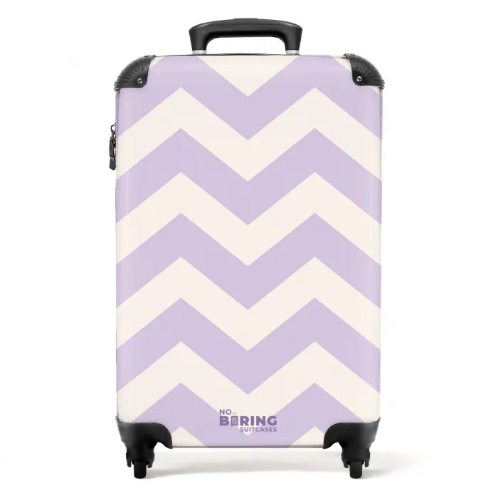 Zigzag patroon in paars en wit NBS - Handbagage koffer - Kinderen Unisex middel -productfoto_recht