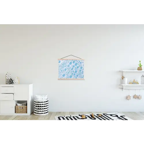 Schuim - Bubbels - Blauw textielposter latten blank klein -kinderkamer