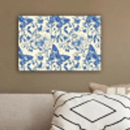 Vlinders - Bloemen - Blauw - Botanisch canvas 2cm klein 34 -sfeer3