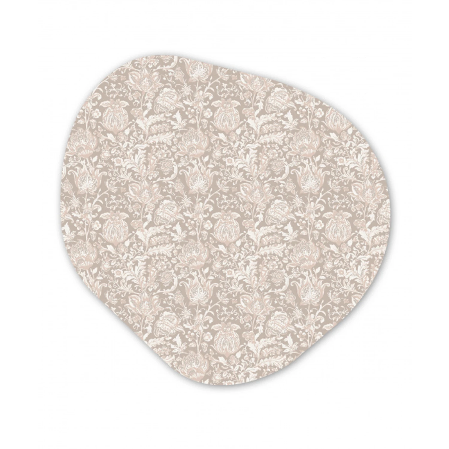 Bloemenprint - Grijs - Crème Wandcirkel Organisch Forex 3mm klein 629 -3d