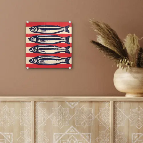 Sardines - Rood en beige strepen plexiglas 5mm klein -sfeer5