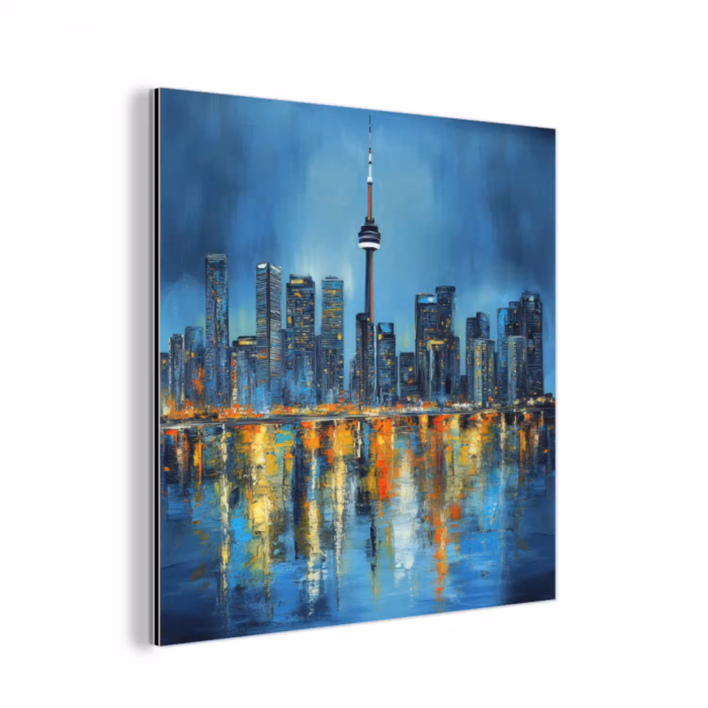 Skyline Toronto - Water - Stadslichten - Toren aluminium wit klein -3d