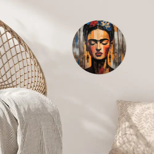 Portret - Vrouw - Bloemen Wandcirkel behangsticker klein -sfeer4