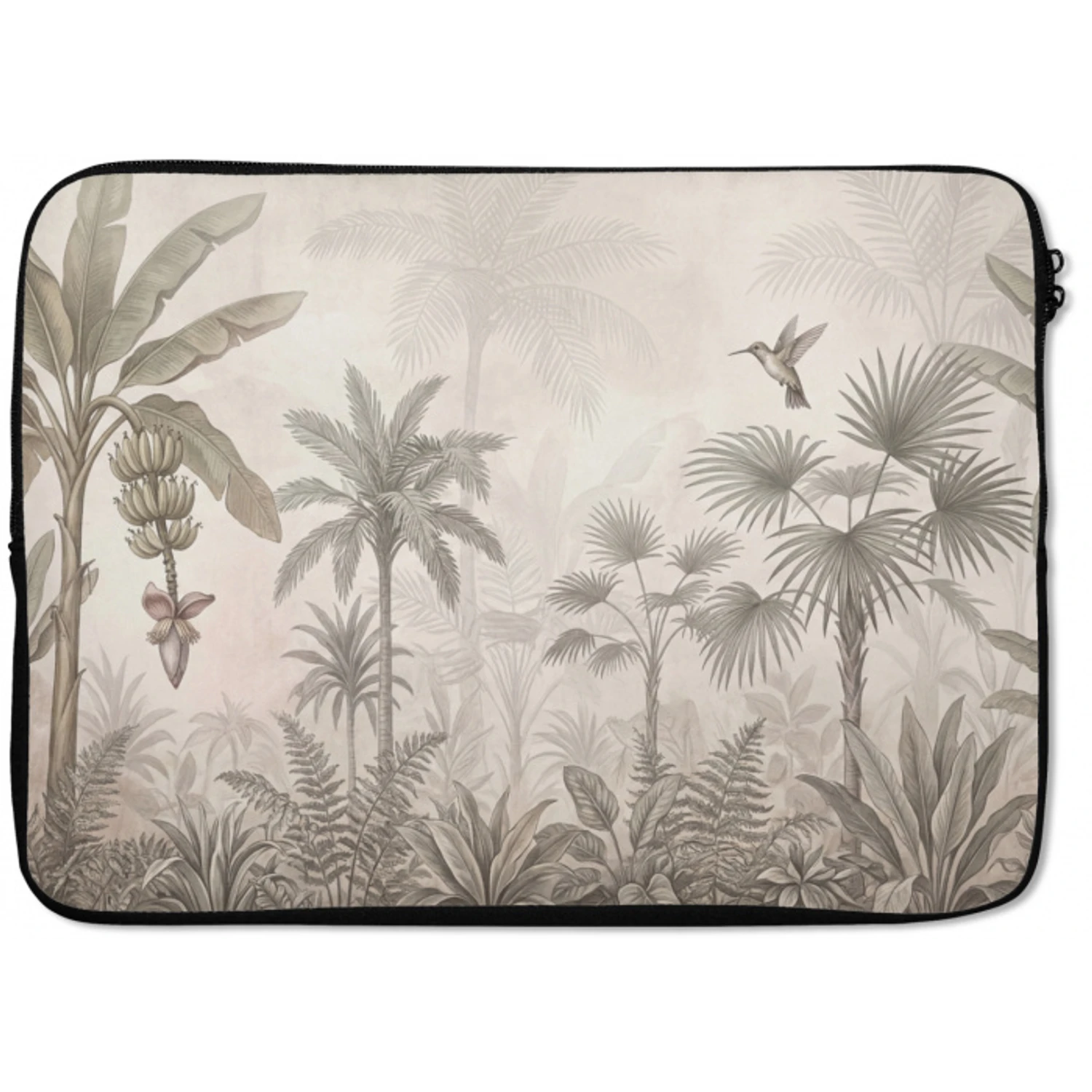 Jungle - Banenboom - Kolibrie - Beige laptophoes neopreen klein -zkaufland3dotto