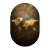 Wereldkaart - Goud - Roest Wandcirkel Ovaal Glas middel -3d