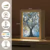 Boom - Blauw - Goud - Abstract Light Box met kabel (Tafellamp) klein -USP_NL