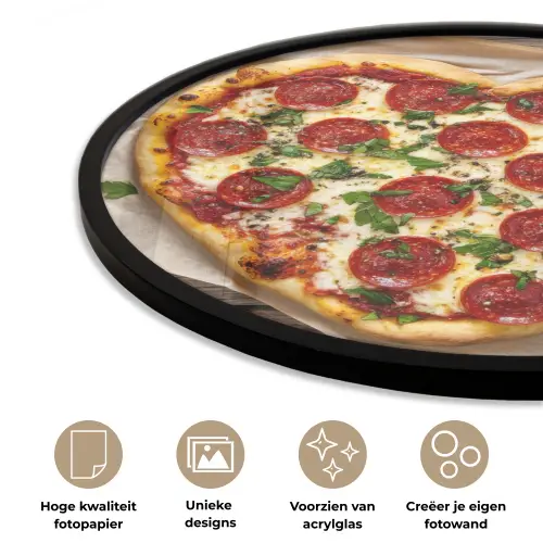 Pizza - Hart - Pepperoni - Tomaat Fotolijst rond zonder passe partout klein -closeup_NL
