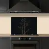 Takken - Blaadjes - Zwart keuken achterwand spatscherm klein -sfeer1