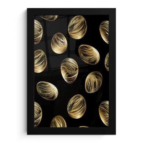 Eieren - Goud - Patroon fotolijst zwart zonder passe partout klein -3d