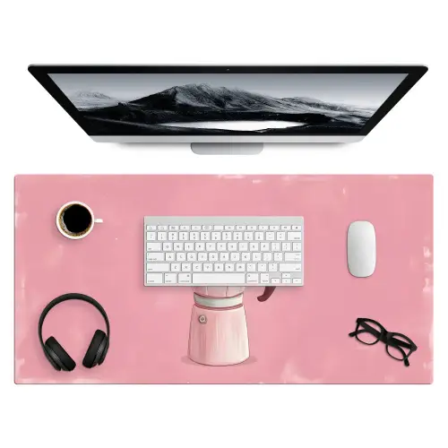 Roze - Mokkapot - Illustratie - Koffie Muismat XXL klein -3d