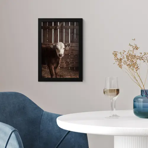 Kalf - Oormerk - Houten stal fotolijst zwart zonder passe partout klein -sfeer4