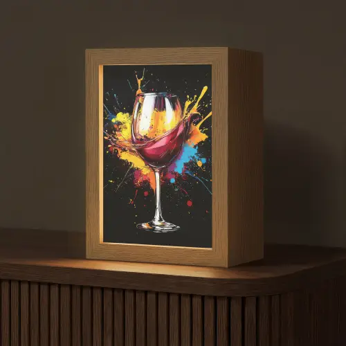Wijn - Glas - Graffiti - Borrel - Rood - Verf Light Box met kabel (Tafellamp) klein -z3d_website