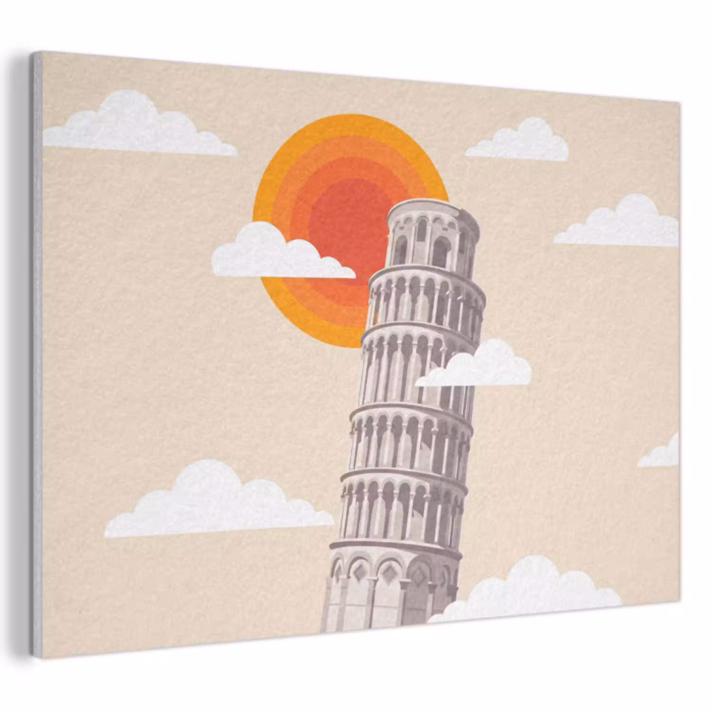 Toren - Pisa - Architectuur - Minimalistisch - Beige PET vilt klein -3d