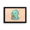 Dino - Boba - kawaii - Oranje fotolijst zwart zonder passe partout klein -3d