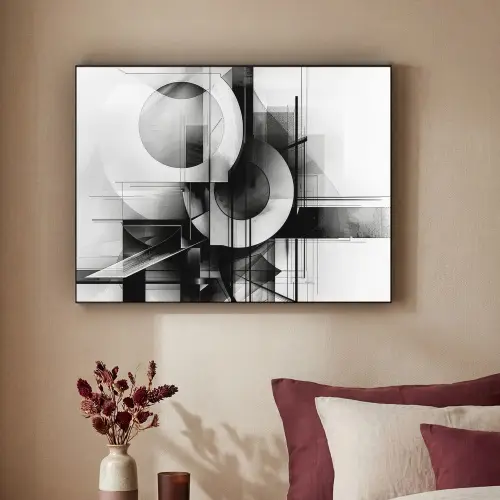Abstract - Kunst - Modern - Zwart wit Textielframe zwart klein -sfeer1