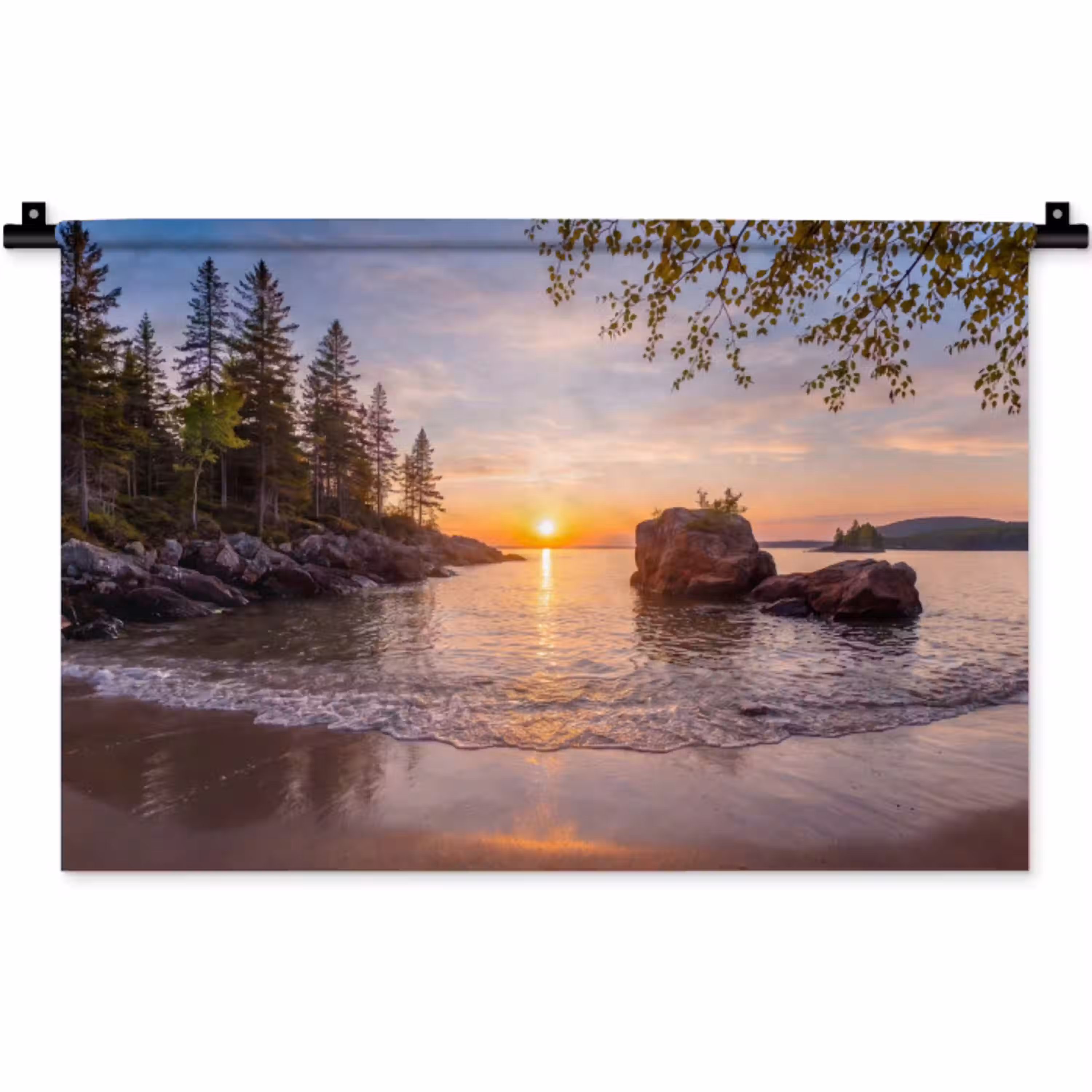 Zonsondergang - Kust - Water - Natuur - Oranje Wandkleed katoen klein -zz3d