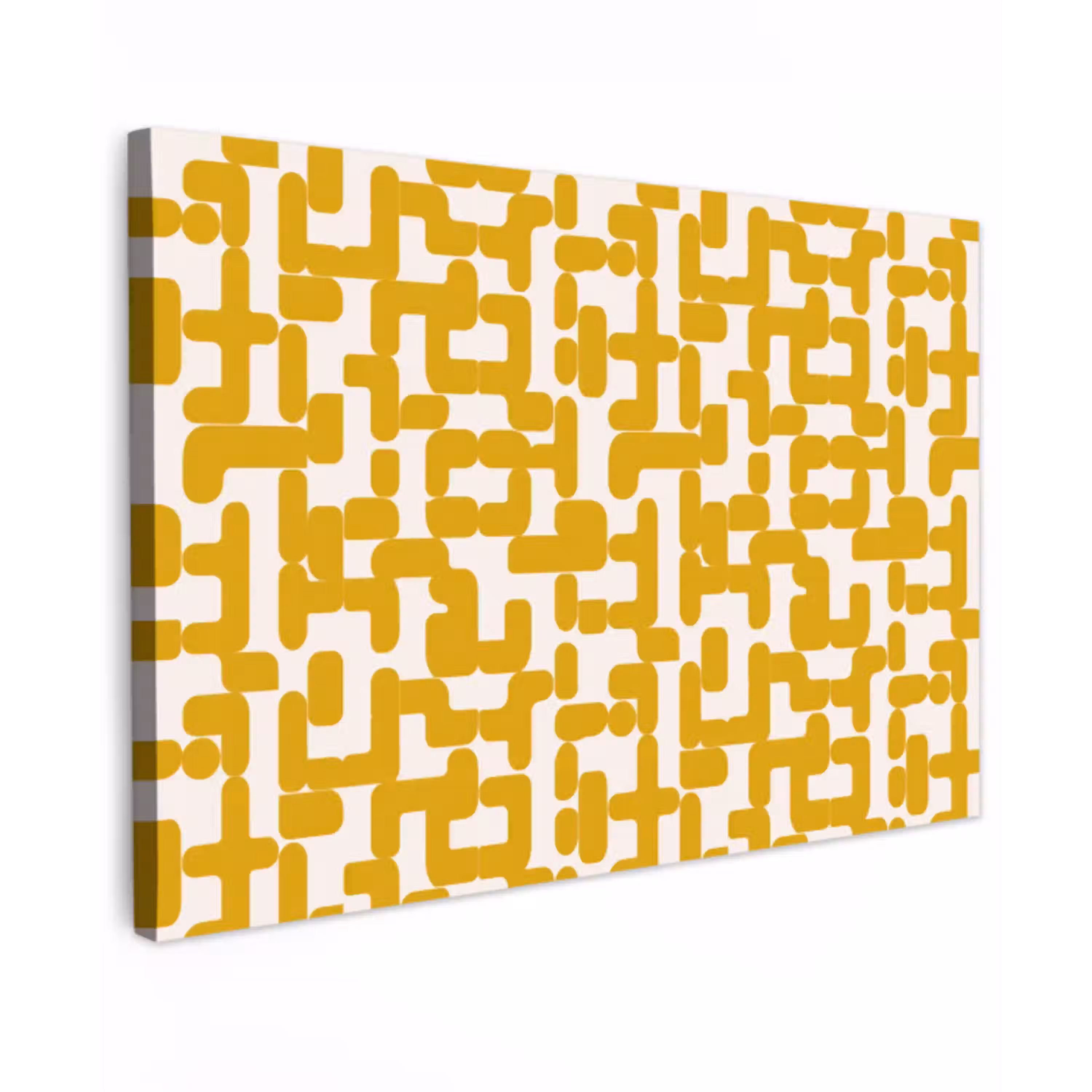 Geel - Beige - Patroon Tuinposter op houten frame 2 cm dik klein 845 -3d