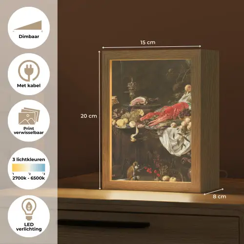 Pronkstilleven - Adriaen van Utrecht - Olieverf Light Box met kabel (Wandlamp) klein -USP_websiteoverzichtNL