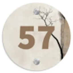 Boomsilhouet beige achtergrond - Traditioneel Naambord Rond klein -3d