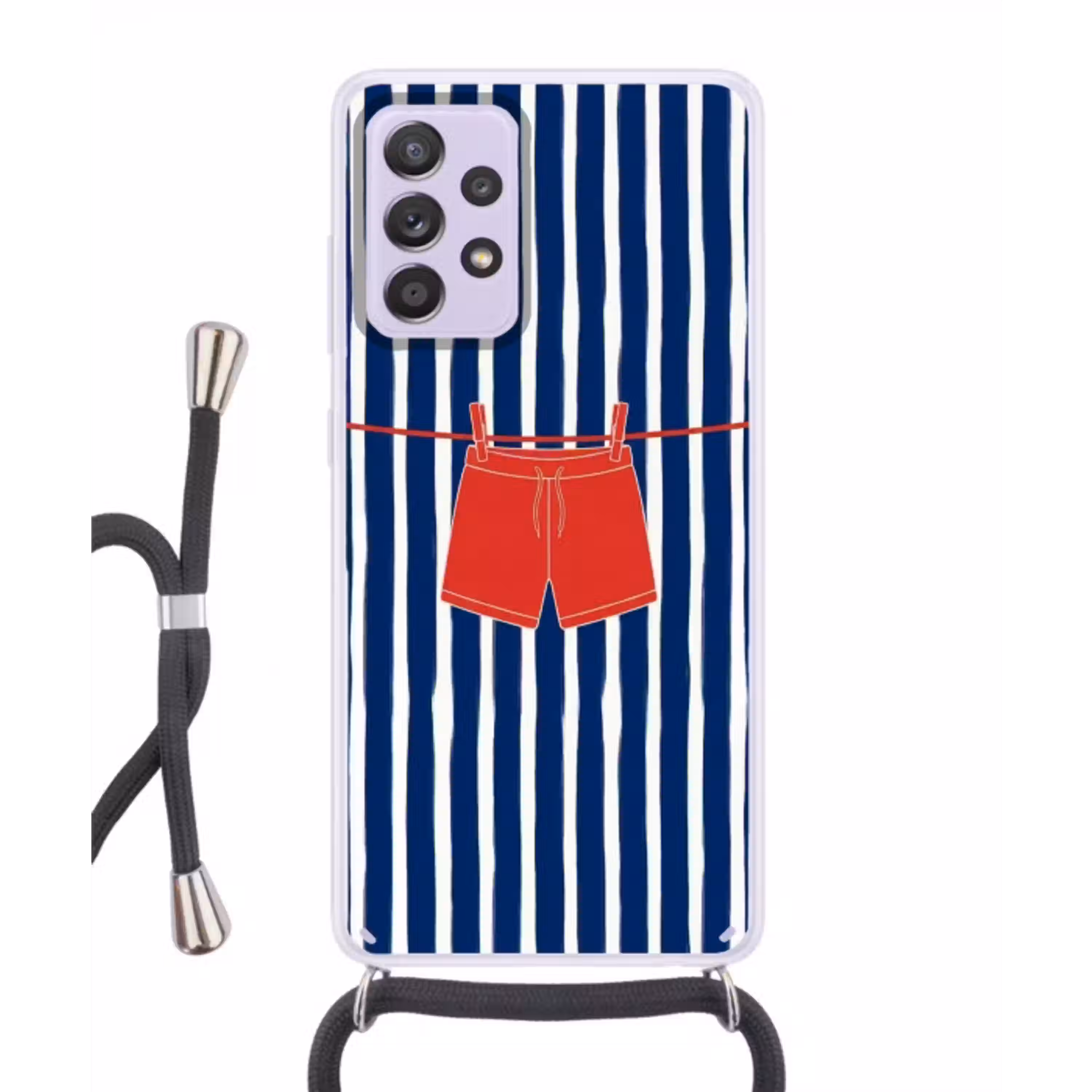 Shorts - Waslijn - Zomer - Illustratie - Rood Hoesje Samsung Galaxy A52 5G met koord klein -3d