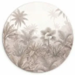 Jungle - Tropisch - Natuur -Vintage - Beige Wandcirkel kunststof plaat 5mm dik klein -3d