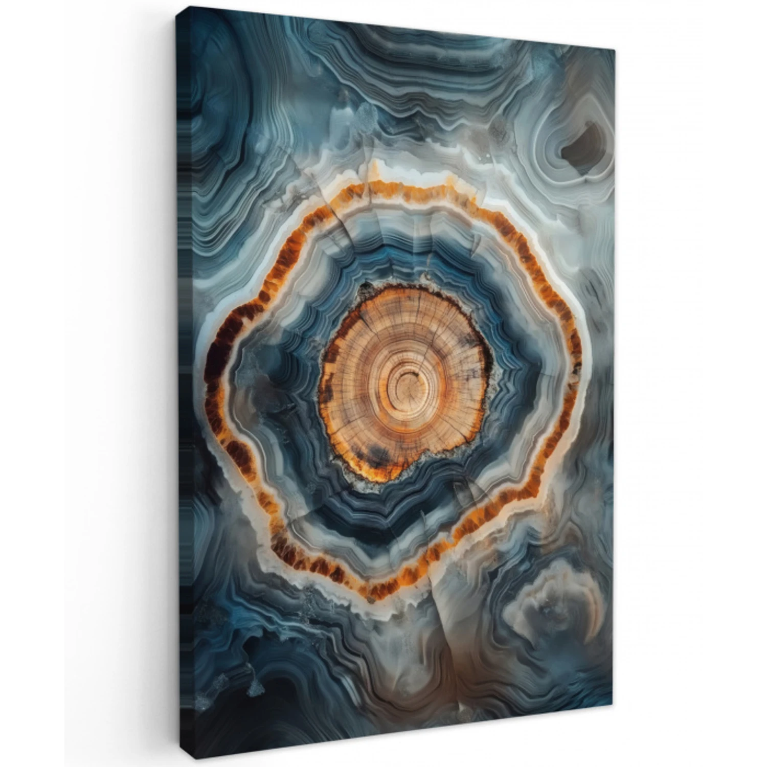 Cirkel - Ringen - Steen - Tinten Tuinposter op houten frame 2 cm dik klein -3d