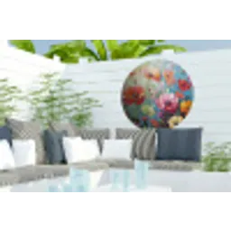 Bloemen - Kleurrijk - Waterverf - Natuur - Zomer Wandcirkel tuinposter met ringen klein -buiten2