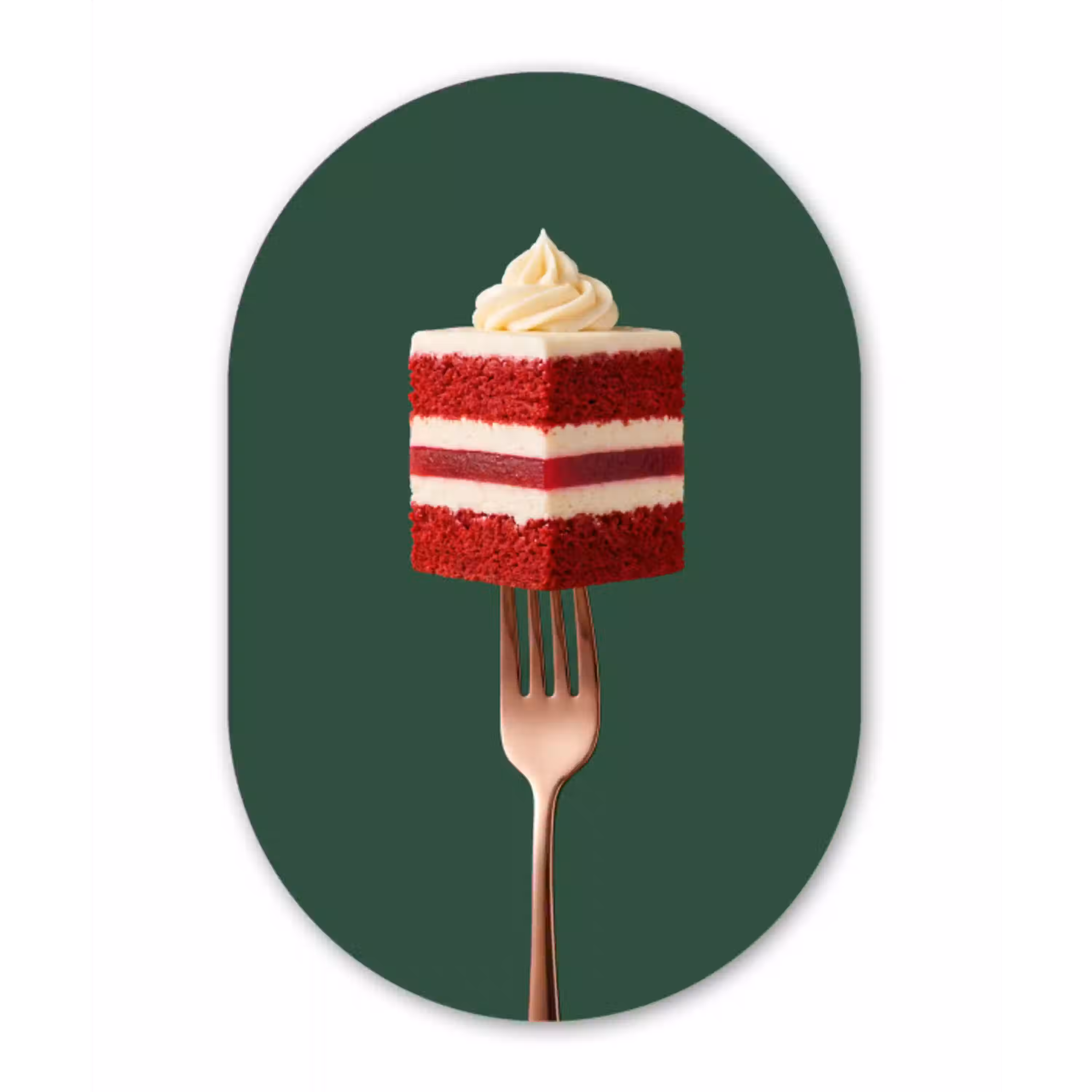 Cake - Vork - Rood Wandcirkel Ovaal Aluminium middel -3d