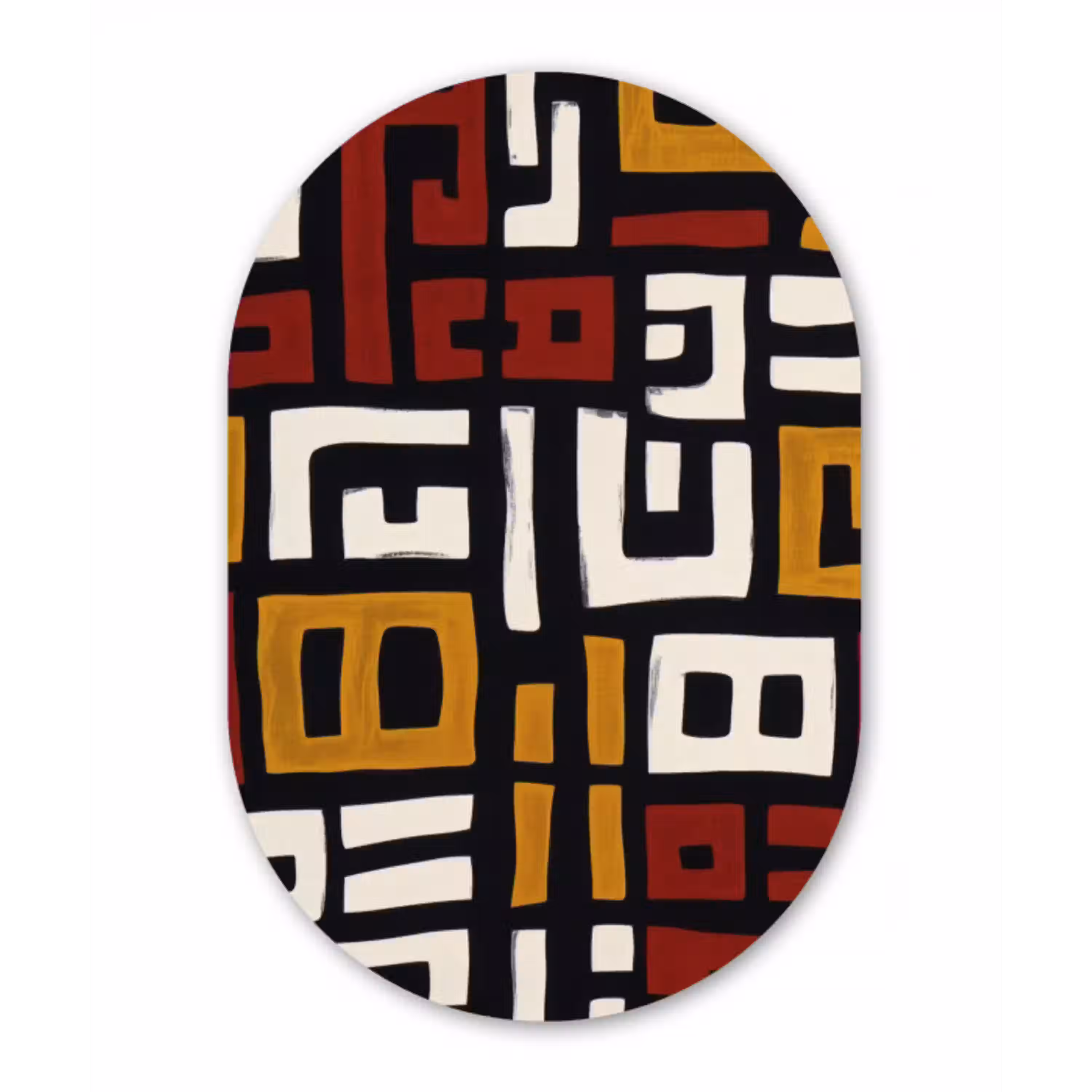 Abstract - Patroon - Rood Wandcirkel Ovaal Aluminium middel -3d