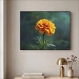 Bloemblaadjes - Afrikaan - Oranje - Wazig Textielframe - compleet frame klein -sfeer2