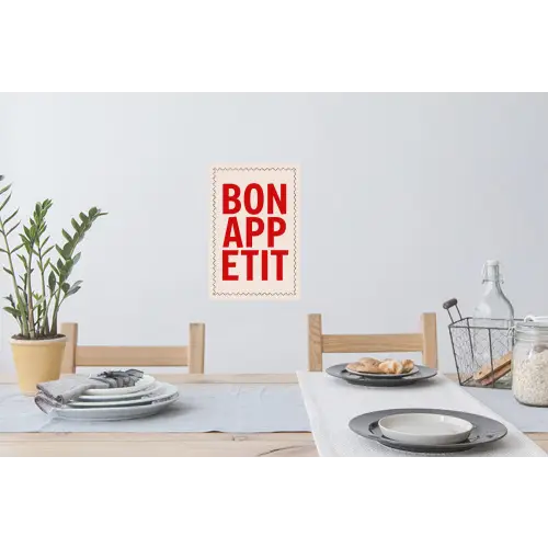 Blokletters - Rood - Kartelrand Muursticker klein -eettafel