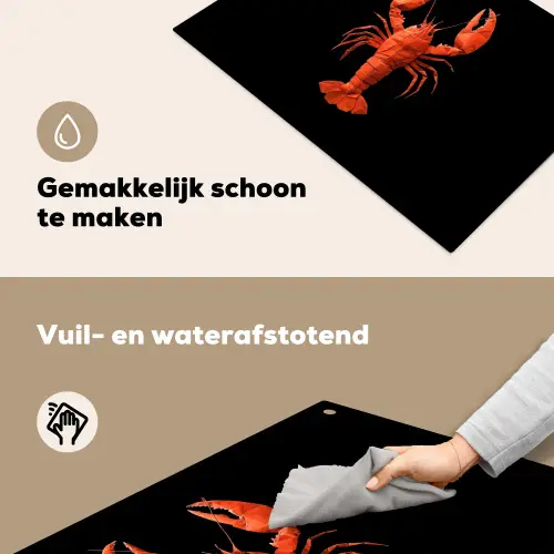 Kreeft - Papier - Origami papier - Rood Inductie beschemer met haakjes klein -ky-schoon-nl