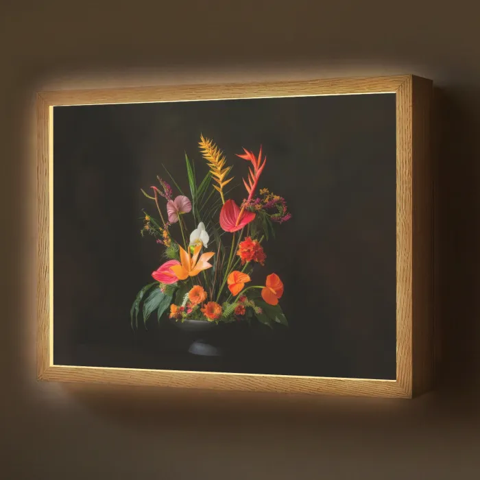 Schaal - Boeket - Bloemen Light Box met batterij (Wandlamp) middel -z3d_website