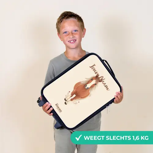 Bruin paard in gallop Kinderkoffer - Zwart klein -sfeer4_NL