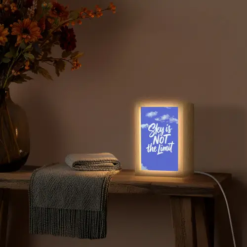 Sky is not the limit - Blauwe lucht - Wolken Light Box met kabel (Tafellamp) klein -sfeer4