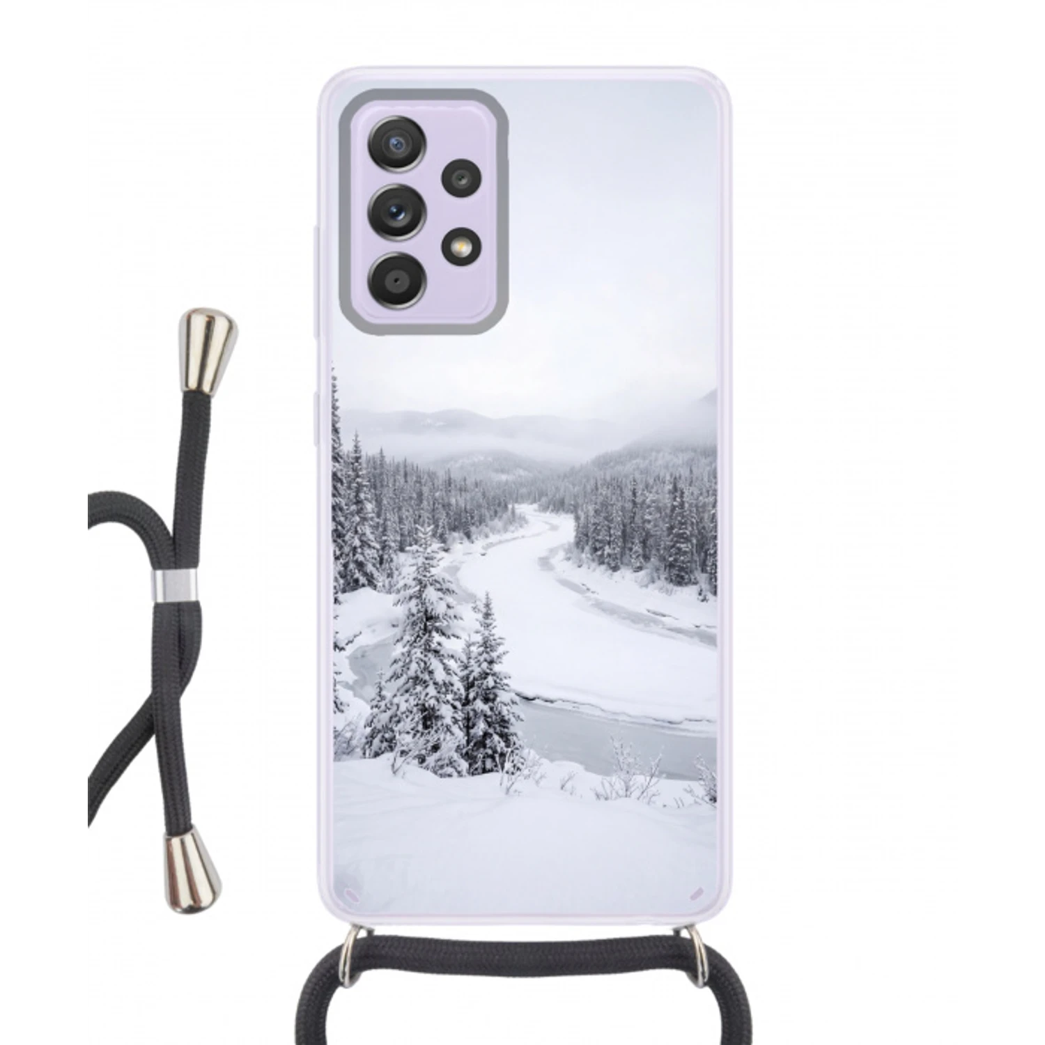 Rivier - Bevroren - Landschap - Winter Hoesje Samsung Galaxy A52 5G met koord klein -3d