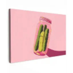 Augurken - Pot - Schaduw - Roze Tuinposter op houten frame 2 cm dik klein -3d