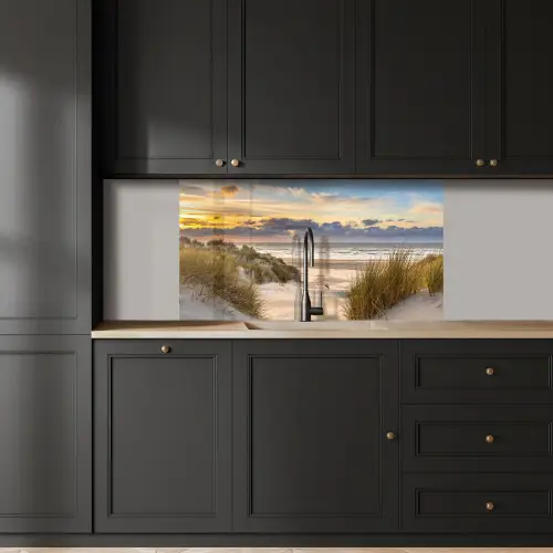 Strand - Duin - Gras - Zonsondergang - Zee keuken achterwand 2 middel -sfeer1