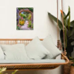 Doorkijk - Bloemen - Pad - Natuur tuinposter los doek klein -sfeer7