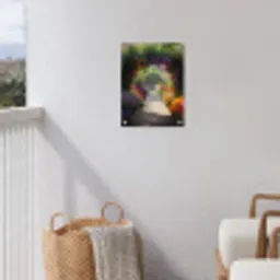 Doorkijk - Pad - Bloemen - Struik - Kleurrijk tuinposter los doek klein -sfeer8