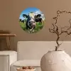 Koe - Tong - Weide Wandcirkel behangsticker klein -sfeer1