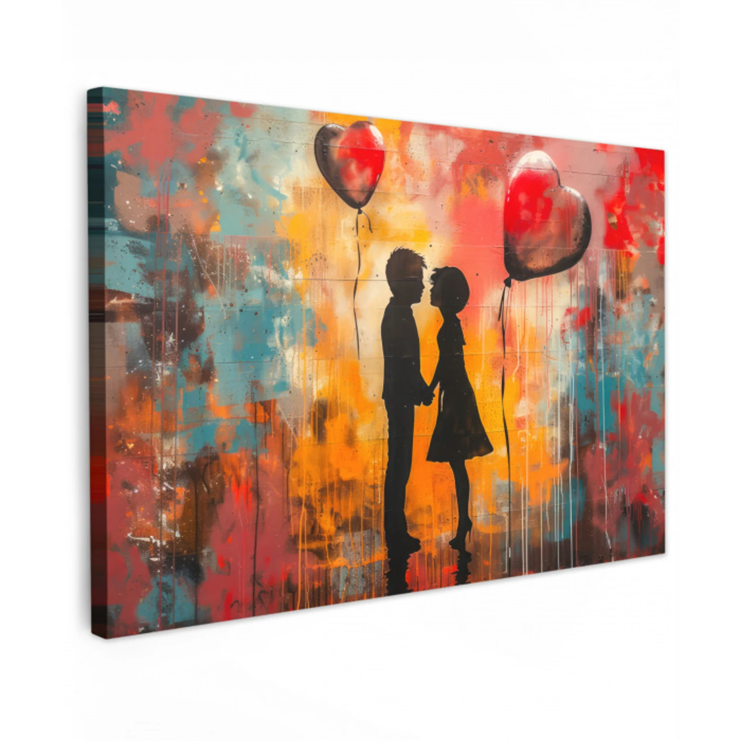 Street art - Liefde - Graffiti - Kunst - Banksy canvas 2cm klein -z3d